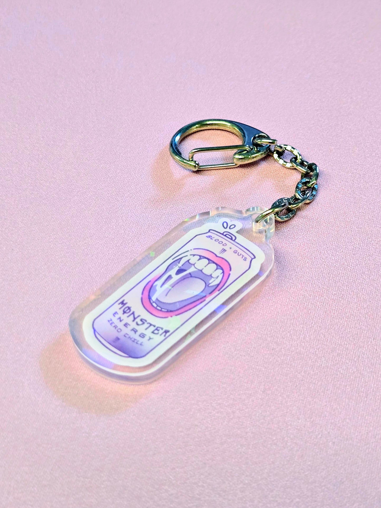 Keychain with a design on a pink background