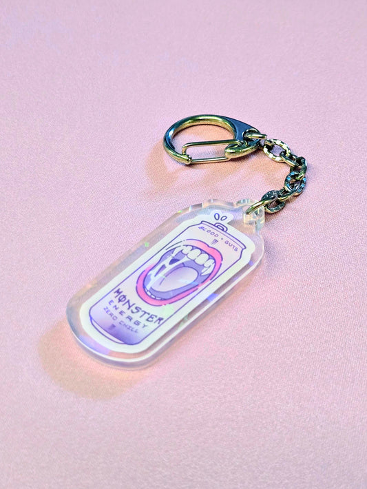 Keychain with a design on a pink background
